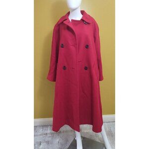 Ladies Leslie Fay Long Red Wool (80%) Blend Coat Size 12